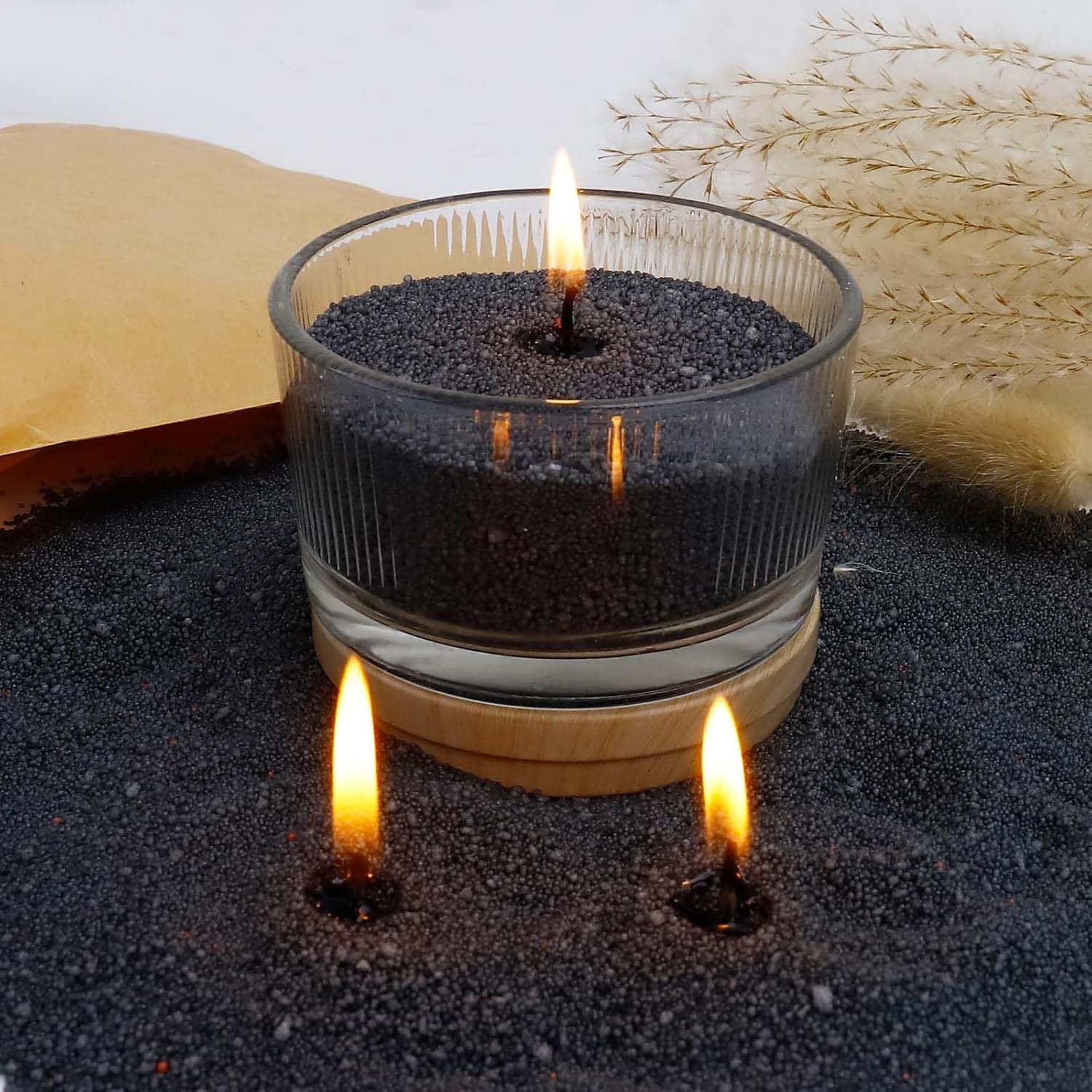 Candle Making Experience - Black Candle Sand with Wick, 200g