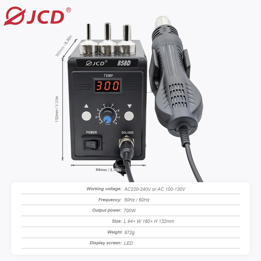 JCD Hot Air Gun 858D BGA Rewor - огляд і ціна Heat Gun Embossing
